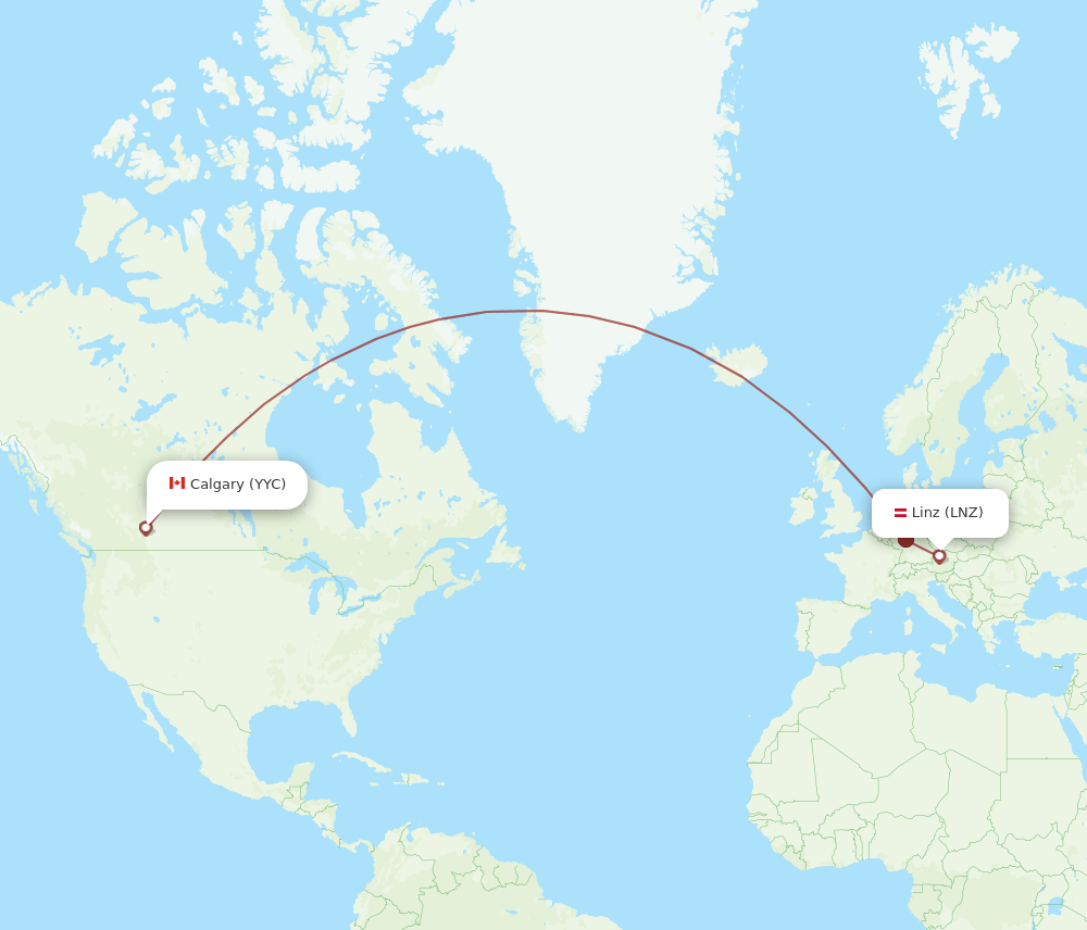 LNZ-YYC flight routes