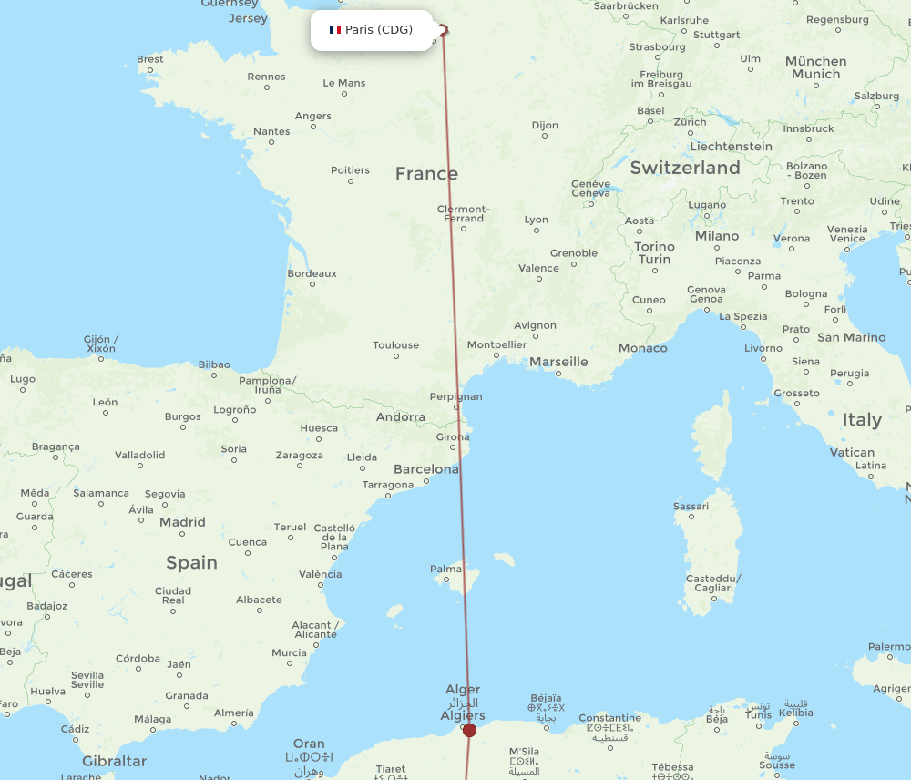LOO-CDG flight routes