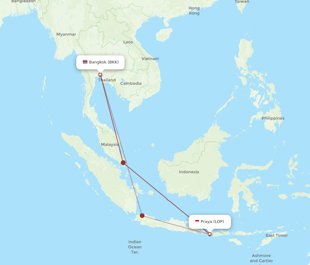 LOP to BKK flights and routes map