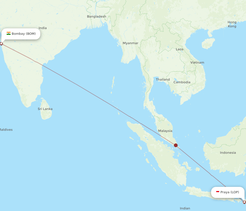 Mumbai - Praya route map and flight paths