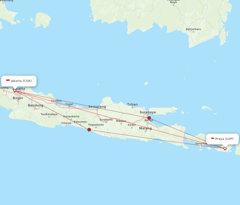 LOP-CGK flight routes