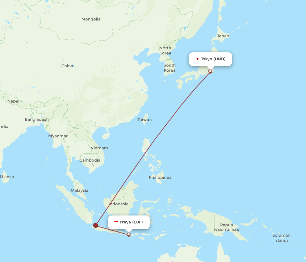 LOP to HND flights and routes map