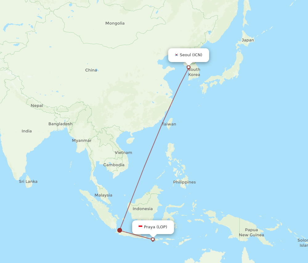 LOP-ICN flight routes