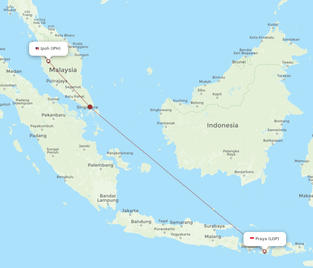 LOP to IPH flights and routes map