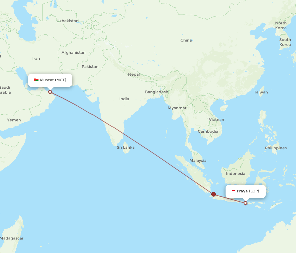 LOP to MCT flights and routes map