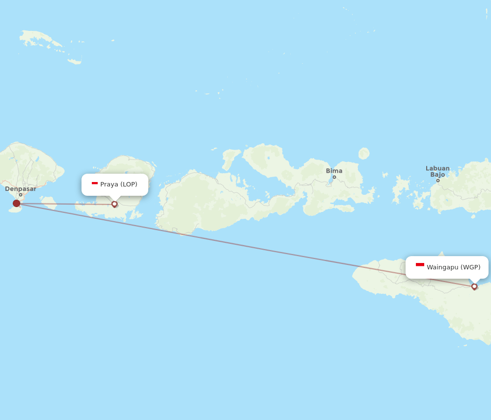 LOP-WGP flight routes