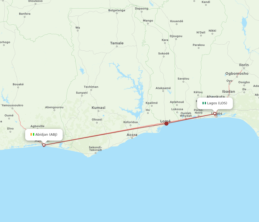 LOS to ABJ flights and routes map