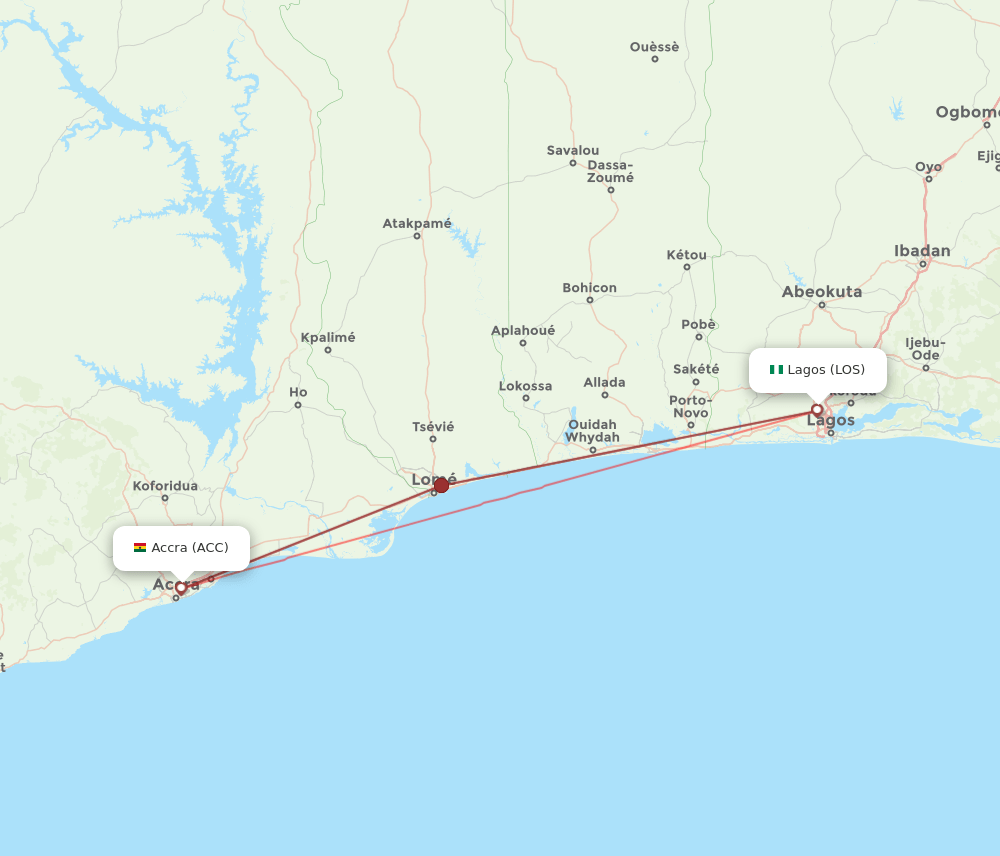 LOS to ACC flights and routes map