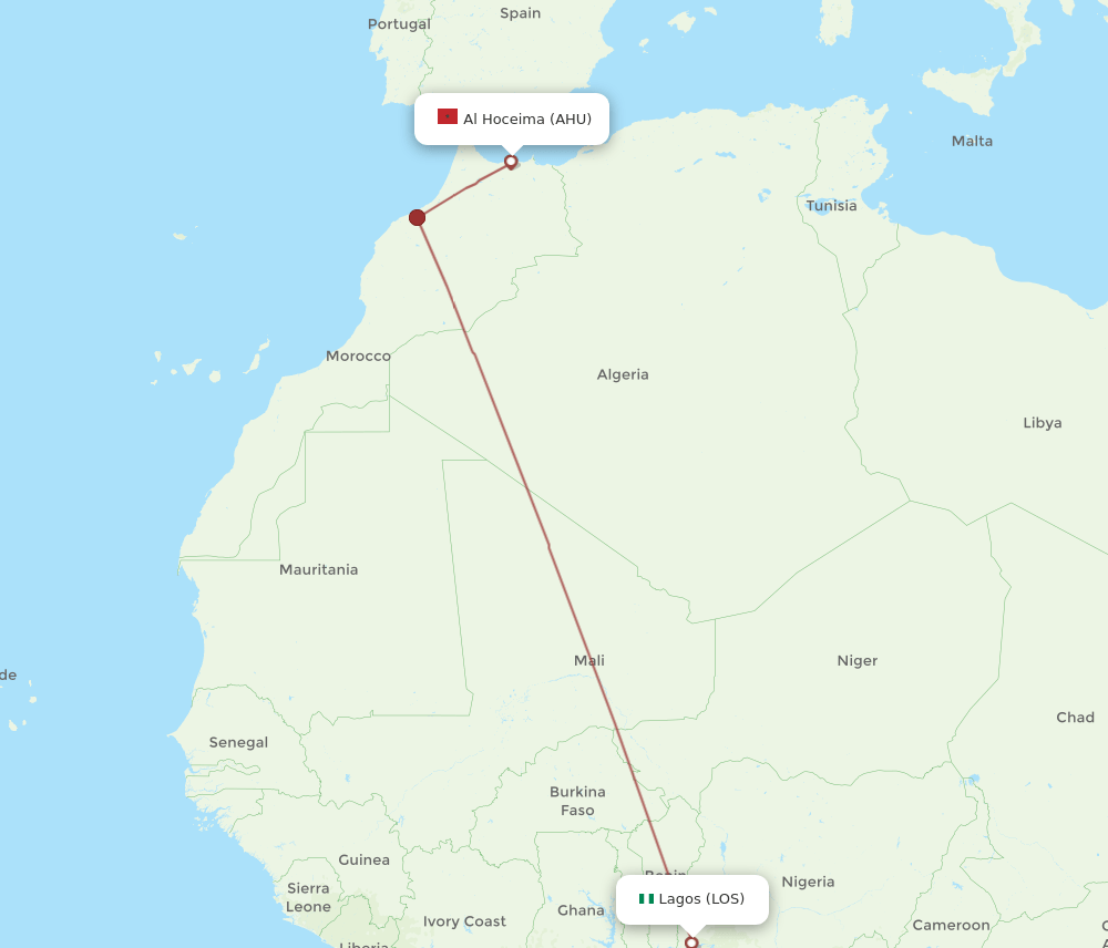 LOS to AHU flights and routes map