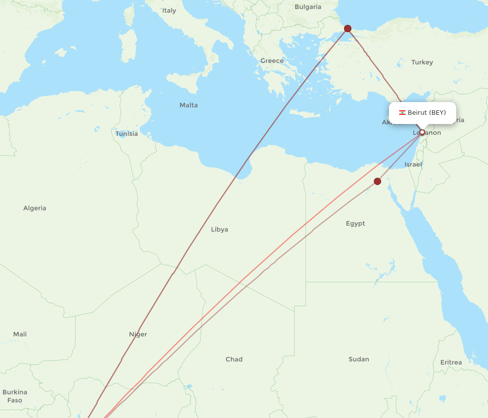 LOS-BEY flight routes