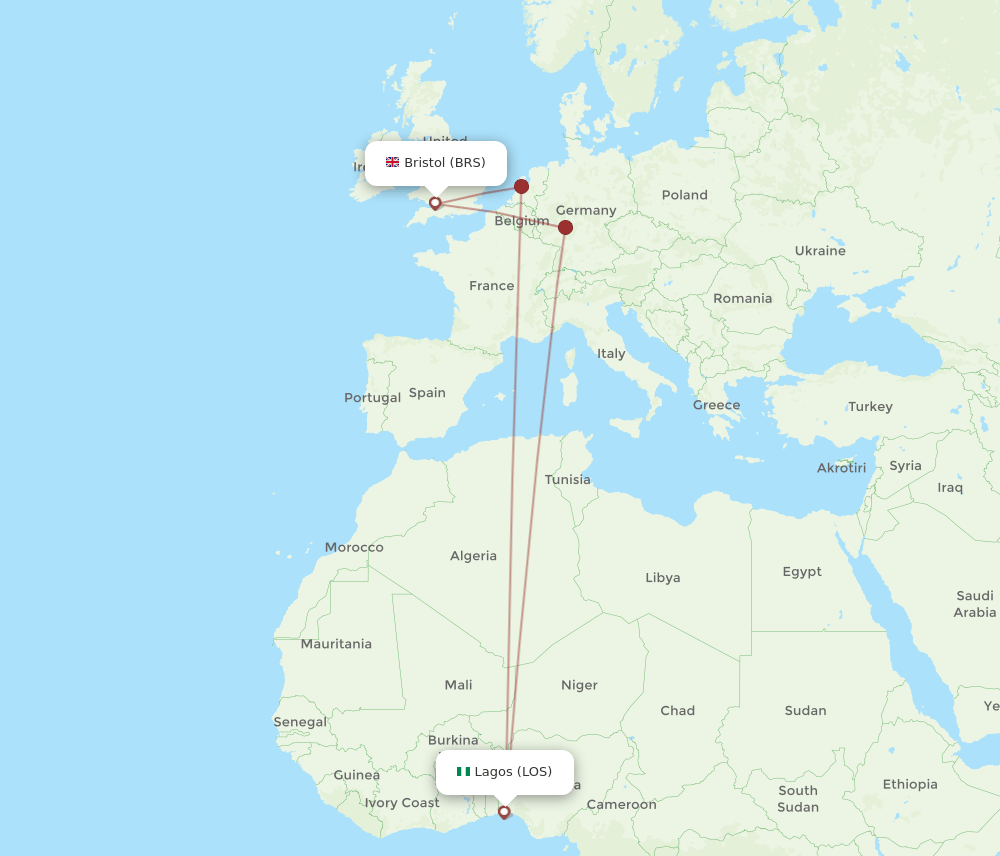 LOS-BRS flight routes