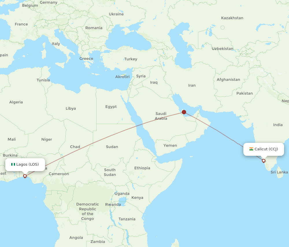 LOS-CCJ flight routes