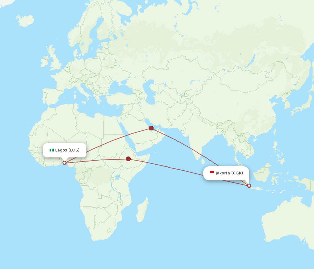 LOS-CGK flight routes