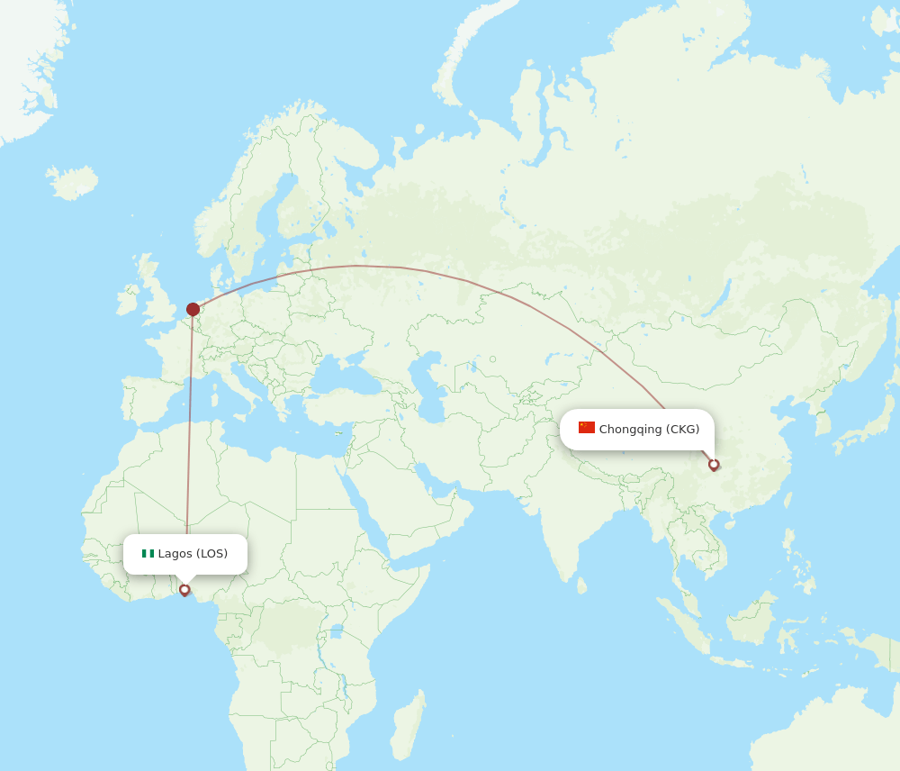LOS to CKG flights and routes map