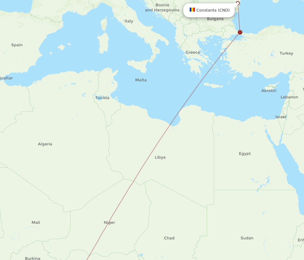 LOS to CND flights and routes map