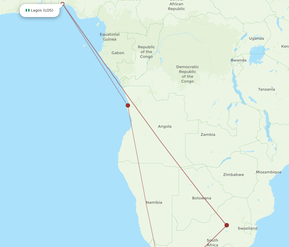 LOS-CPT flight routes
