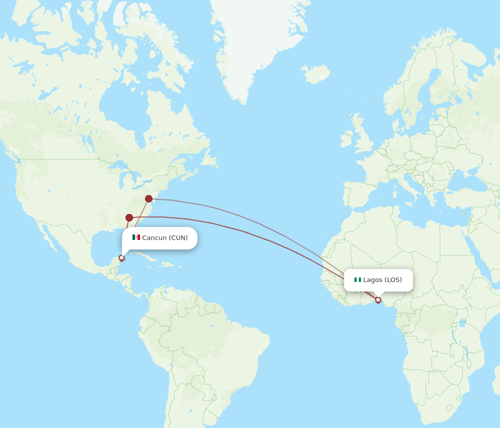 LOS-CUN flight routes