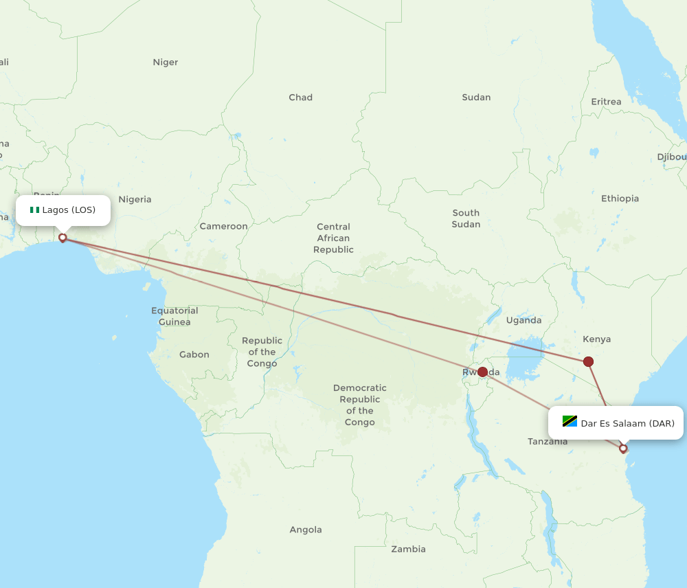 LOS-DAR flight routes