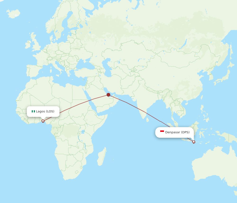 LOS to DPS flights and routes map