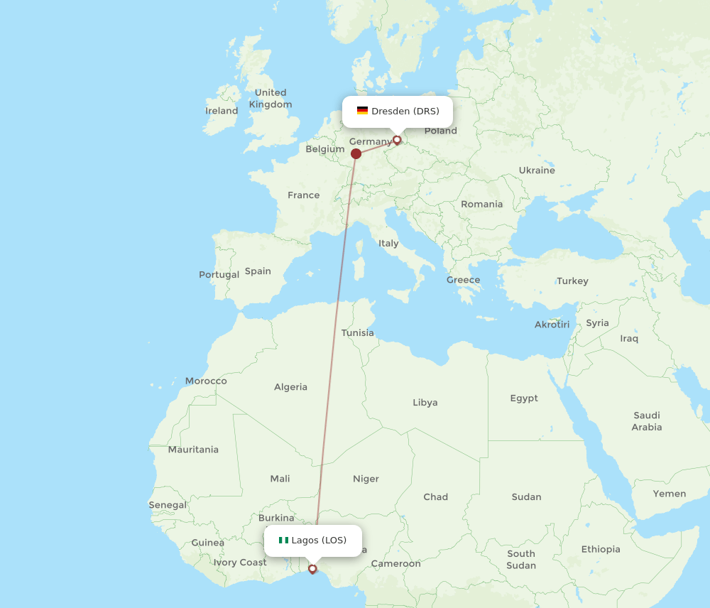 LOS to DRS flights and routes map