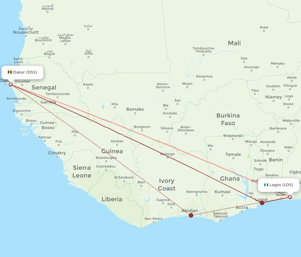 LOS-DSS flight routes