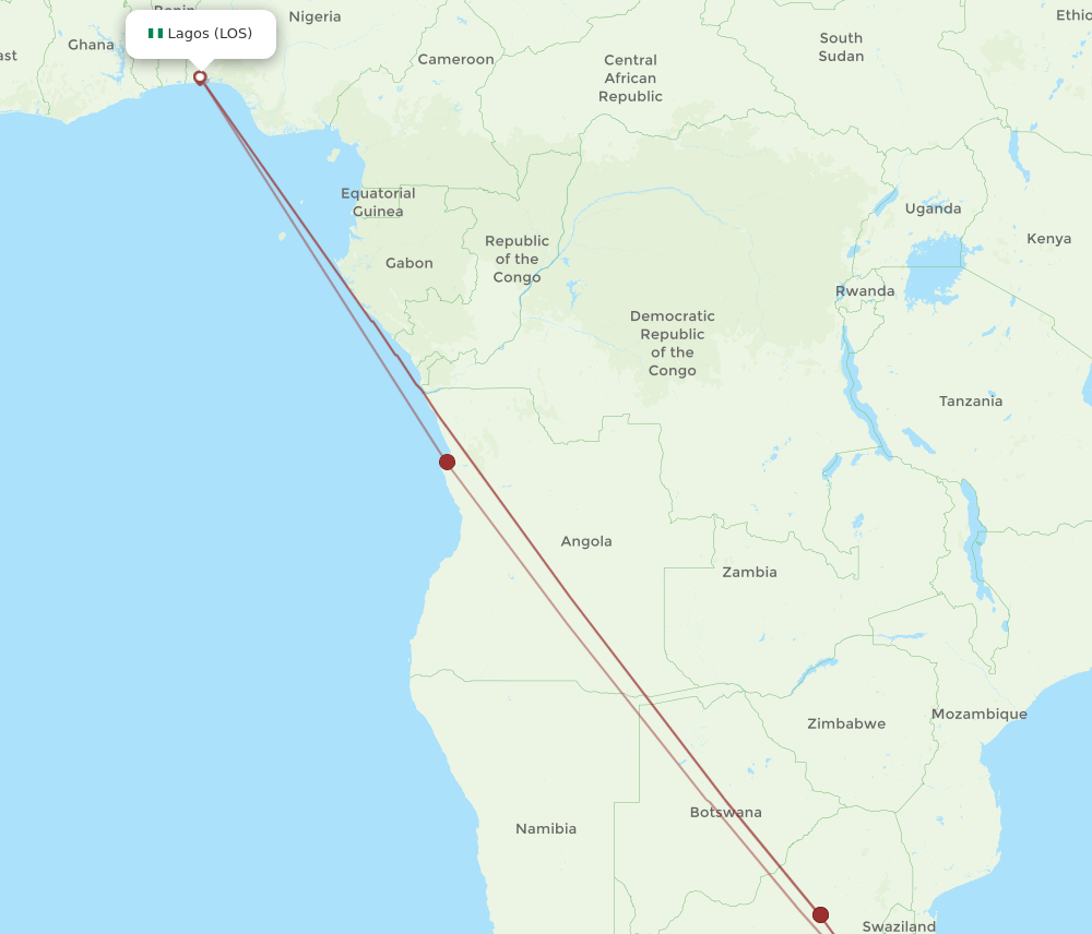 LOS-DUR flight routes