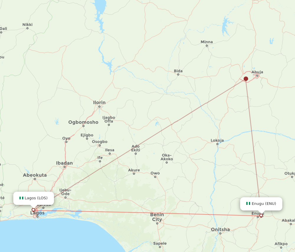 LOS to ENU flights and routes map