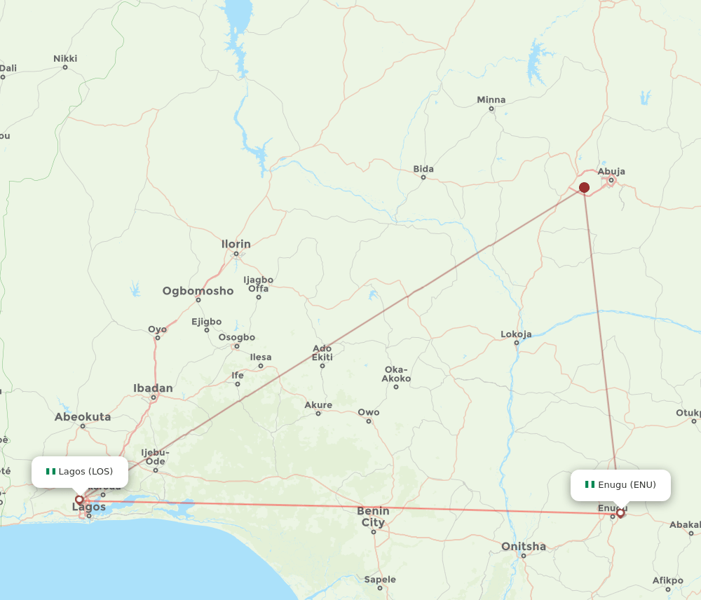 LOS-ENU flight routes
