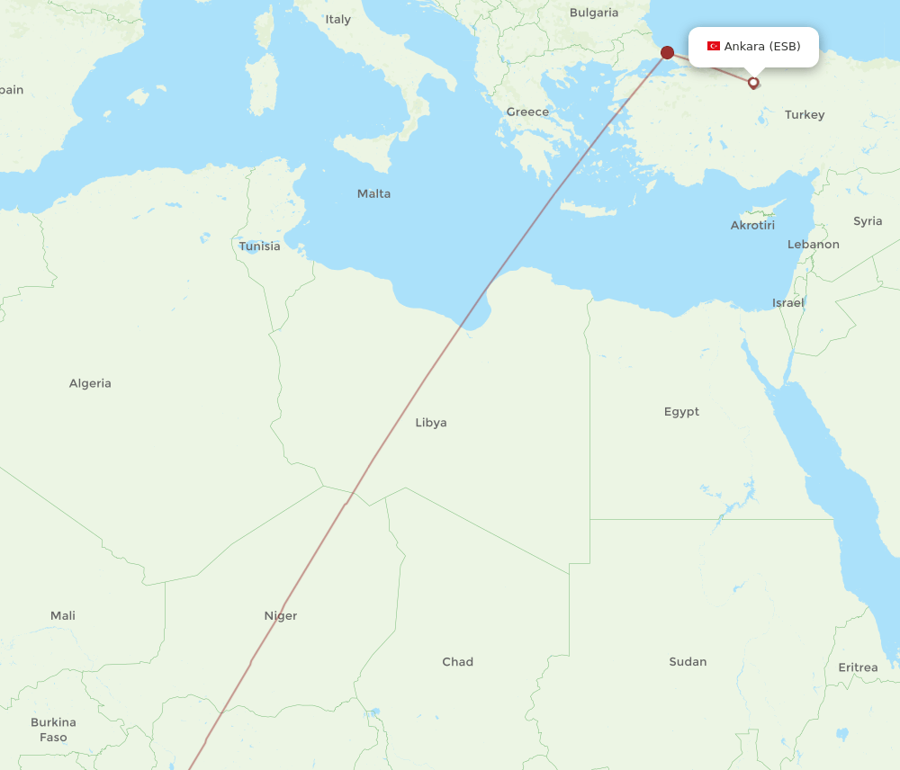 LOS-ESB flight routes