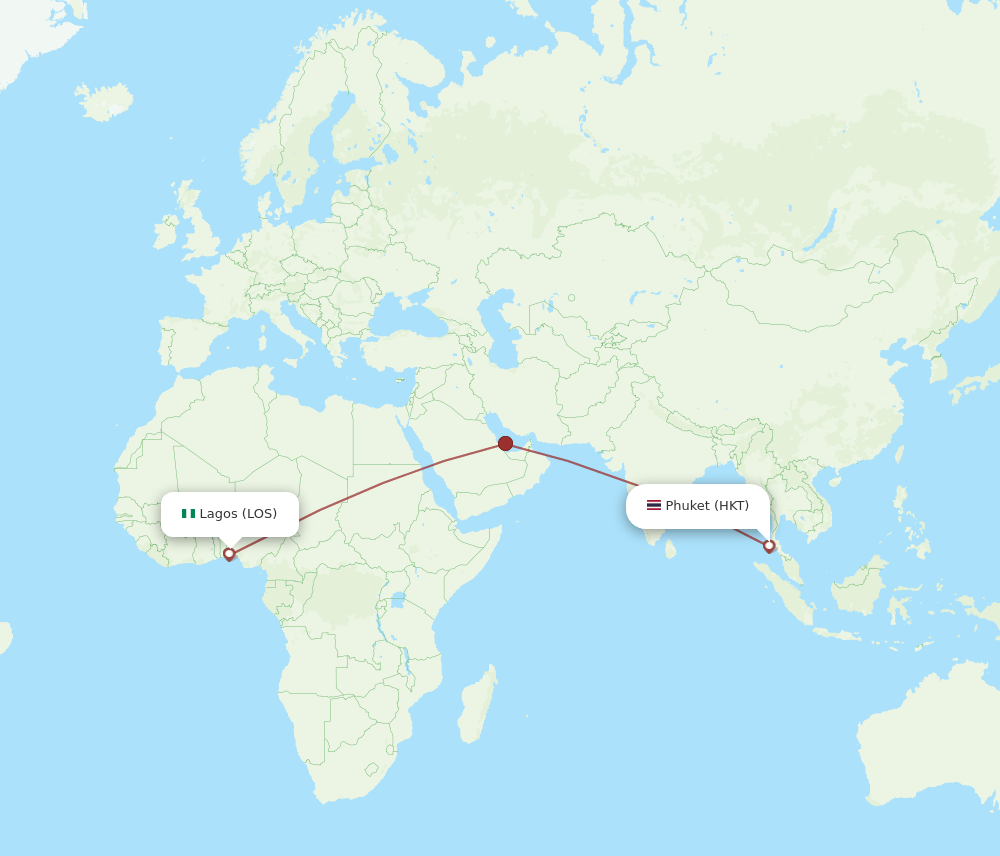 LOS-HKT flight routes