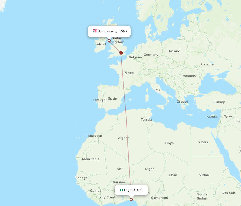 LOS-IOM flight routes