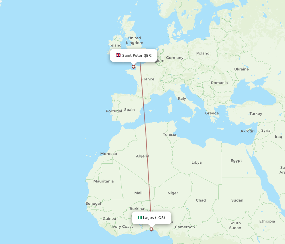 LOS-JER flight routes