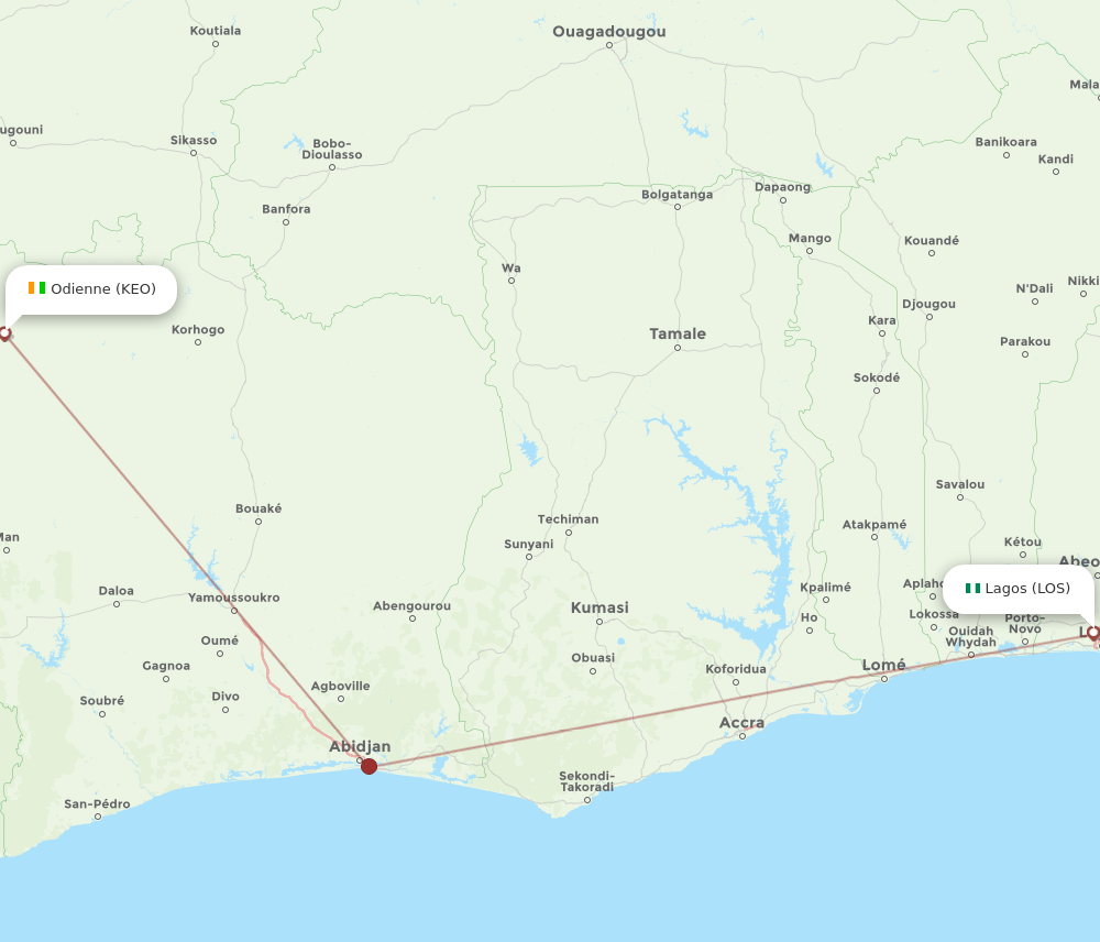LOS-KEO flight routes
