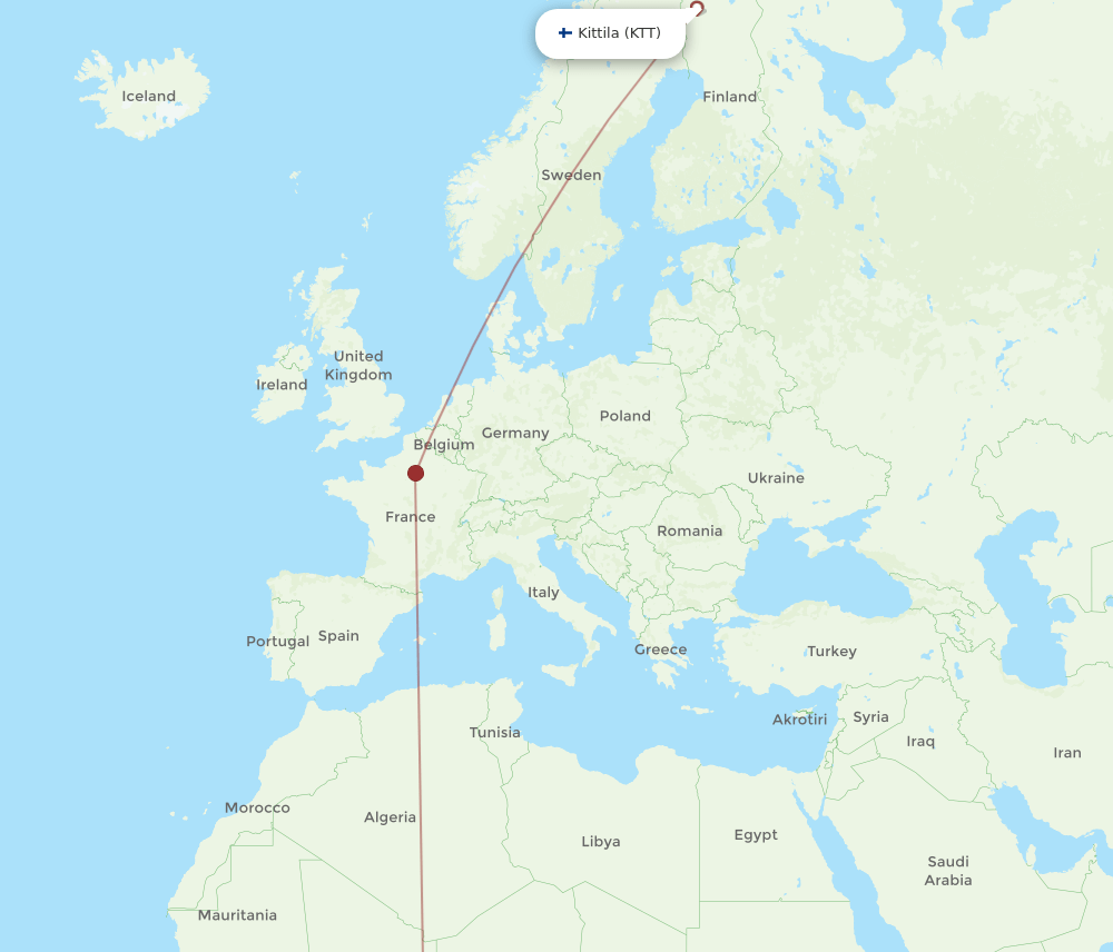 LOS-KTT flight routes