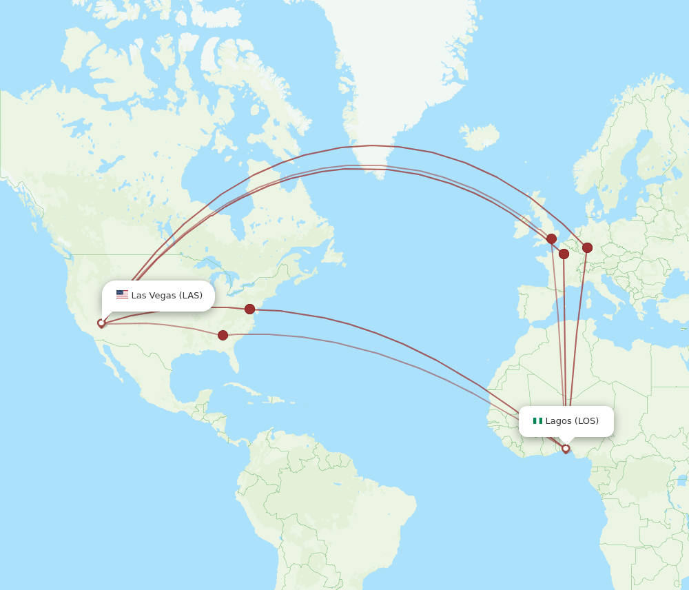 LOS-LAS flight routes