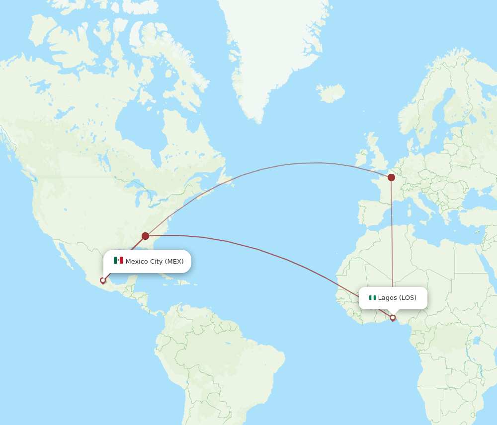 LOS-MEX flight routes