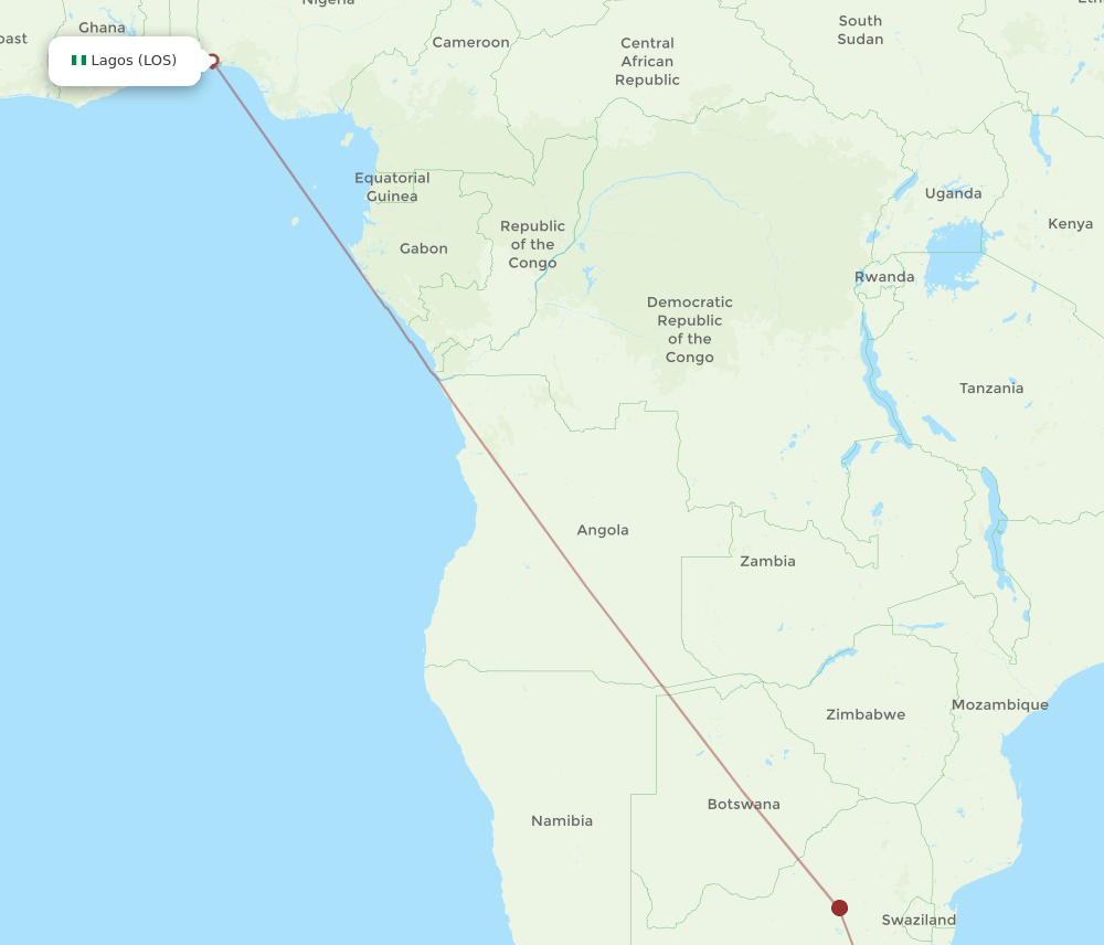 LOS-MGH flight routes
