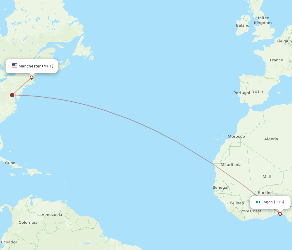 LOS-MHT flight routes