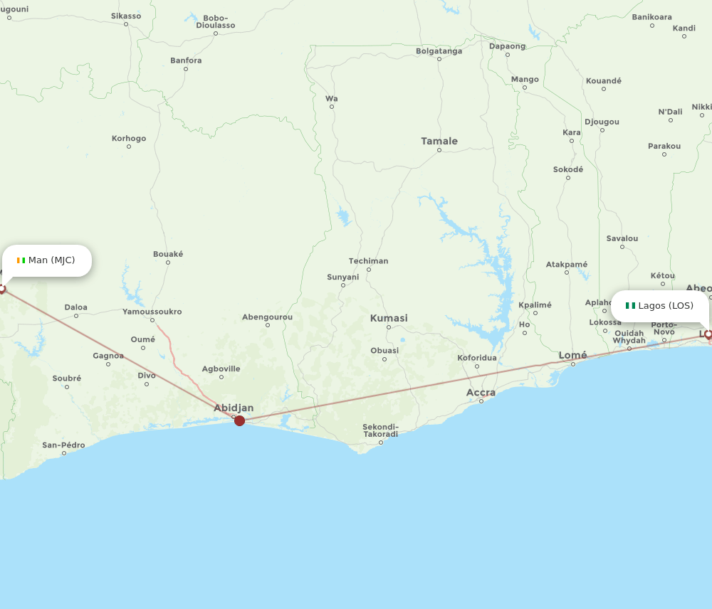 LOS-MJC flight routes