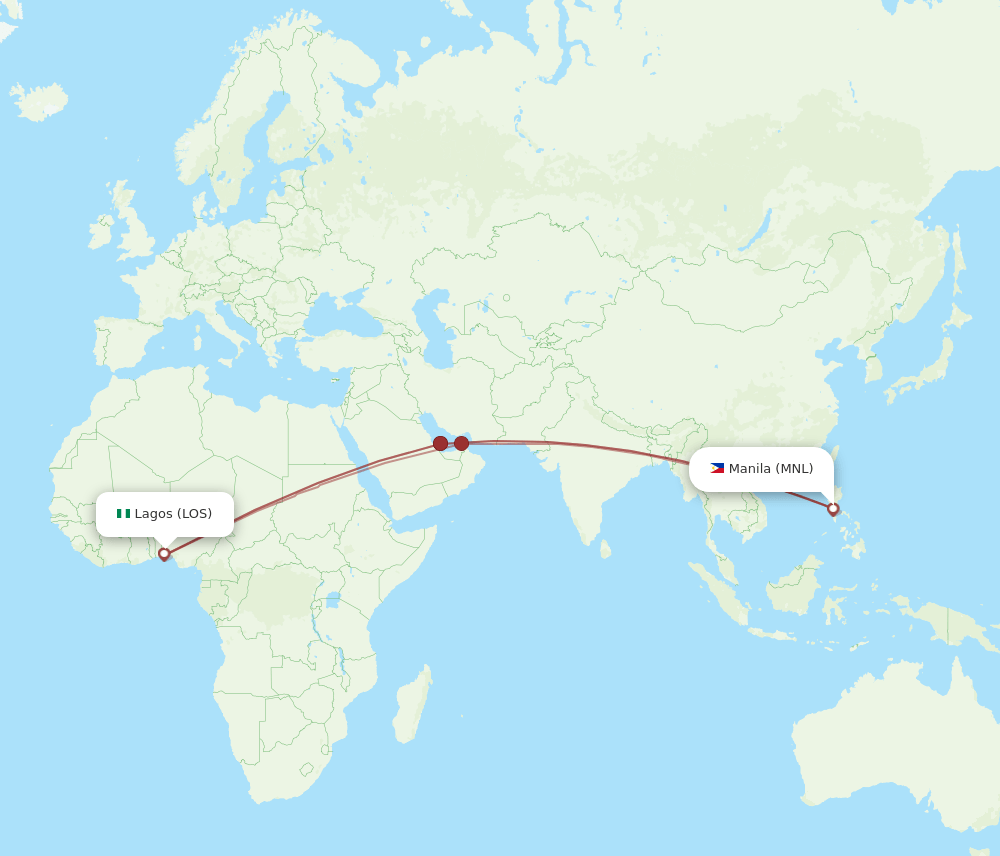 LOS-MNL flight routes