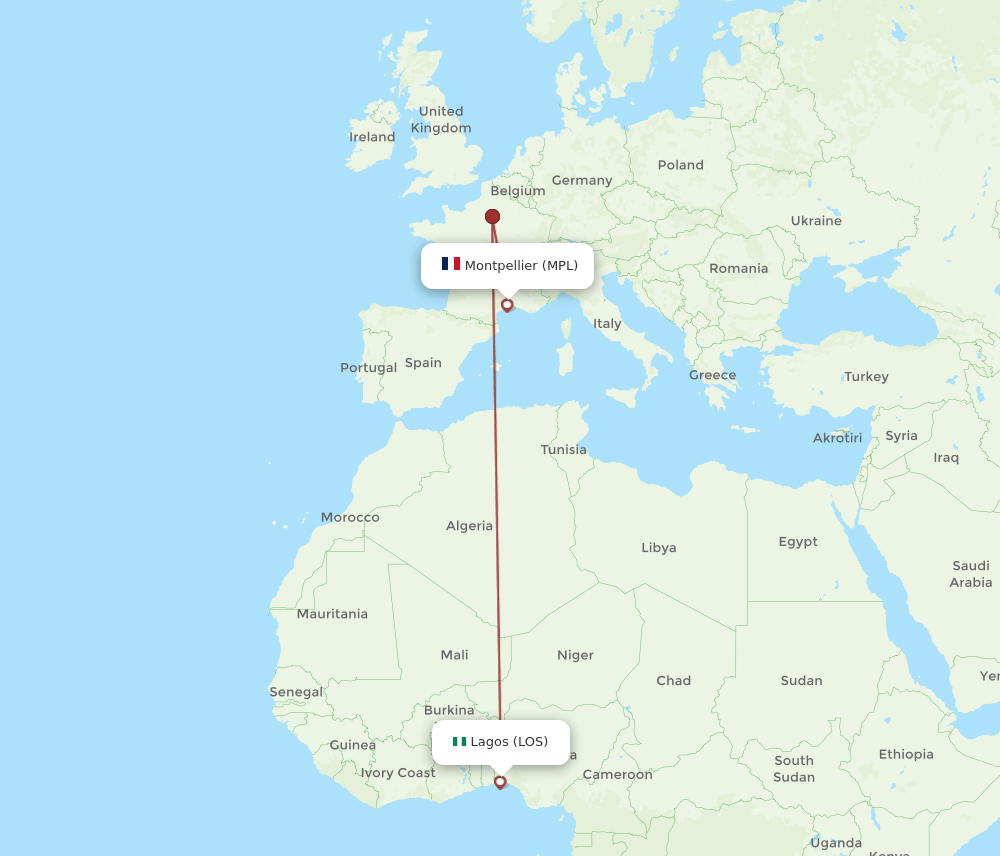 LOS-MPL flight routes