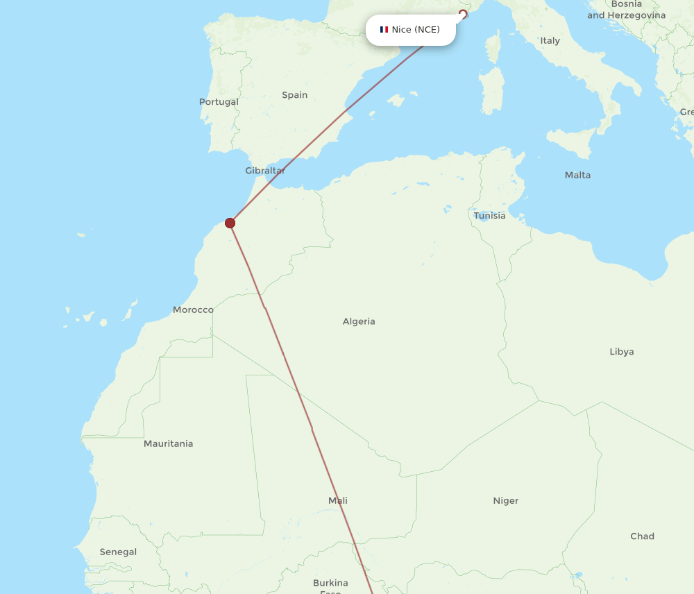 LOS-NCE flight routes