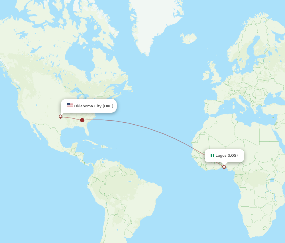 LOS-OKC flight routes