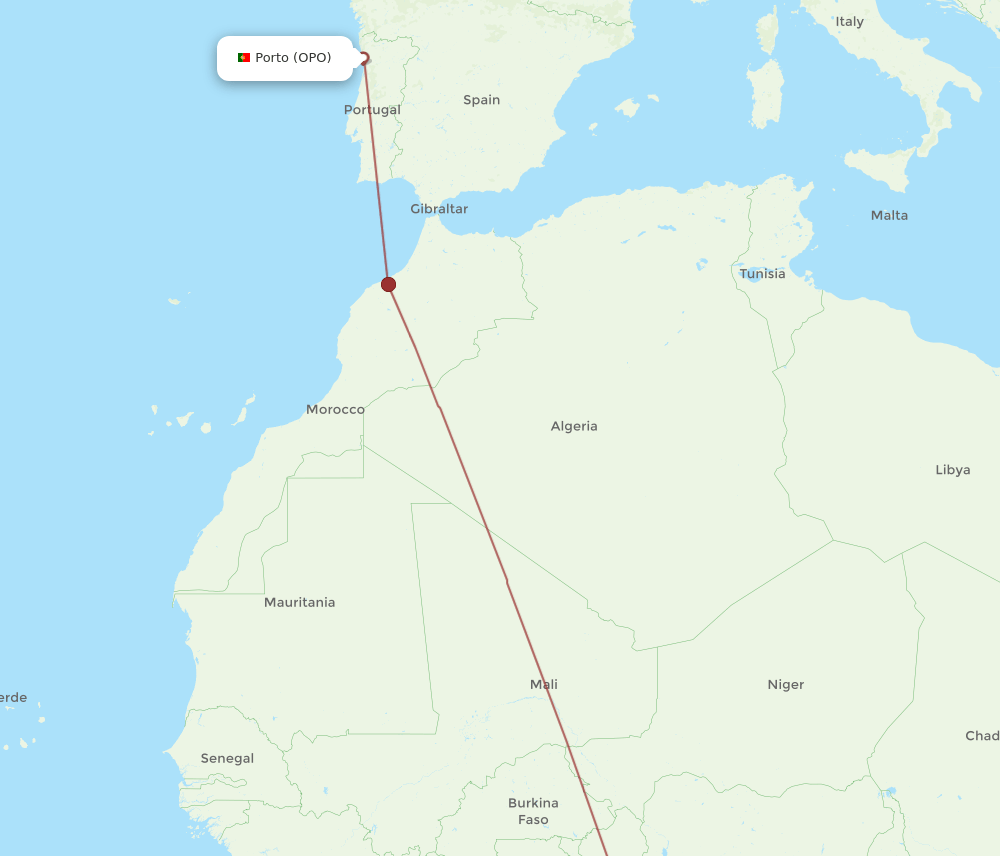LOS-OPO flight routes