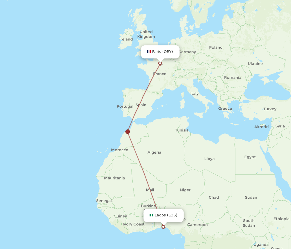 LOS-ORY flight routes