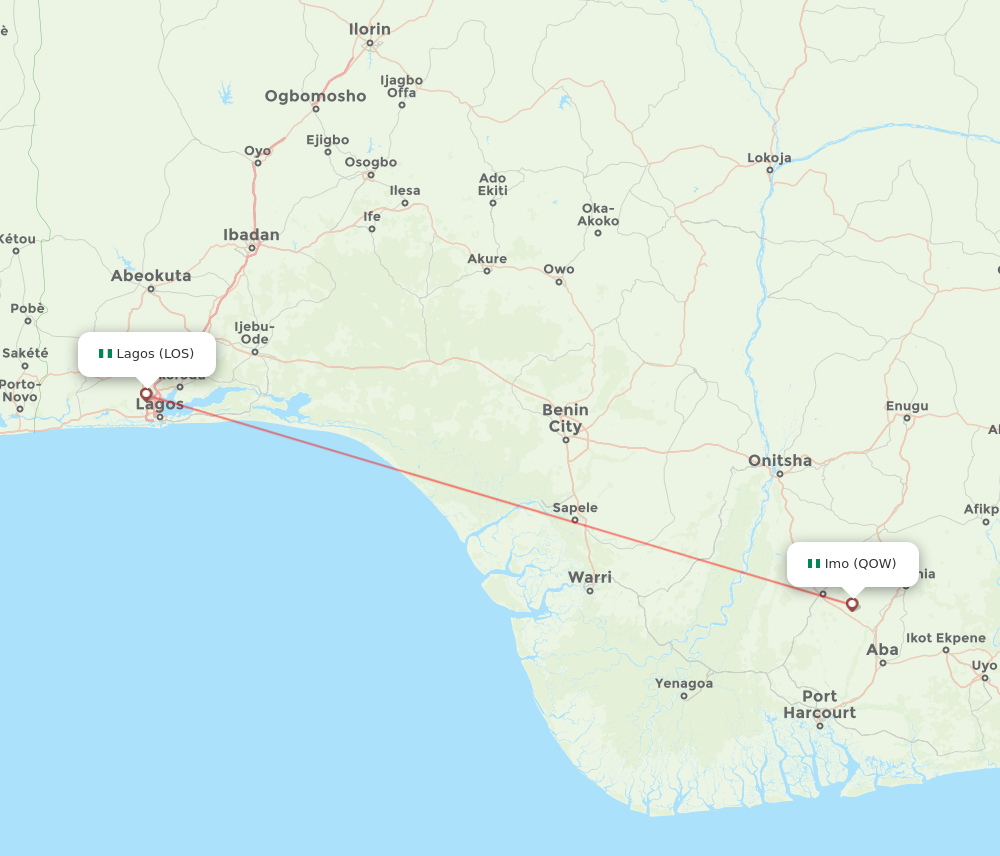 LOS to QOW flights and routes map
