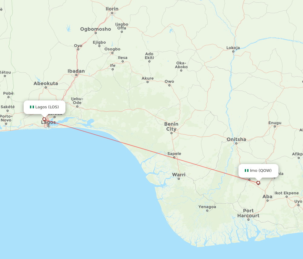 Lagos - Imo route map and flight paths