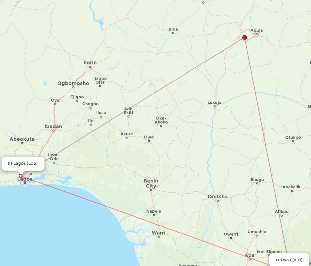 LOS to QUO flights and routes map