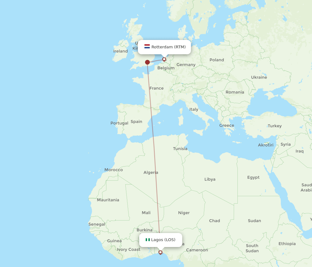 LOS-RTM flight routes
