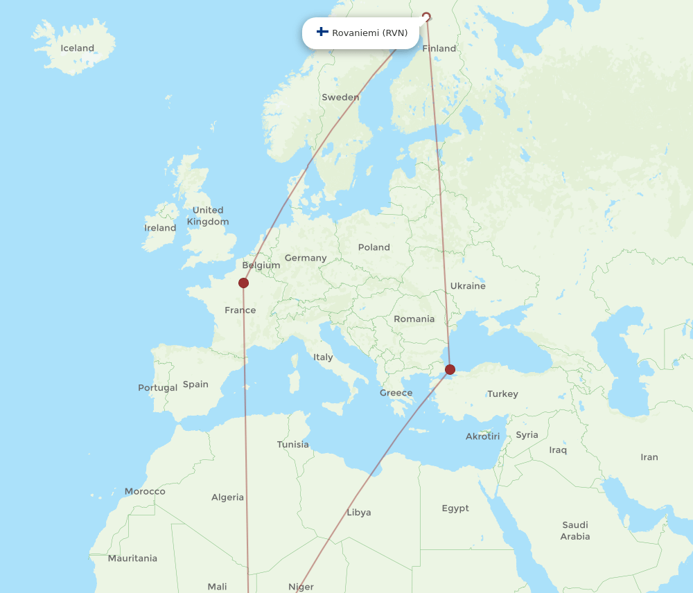 LOS-RVN flight routes
